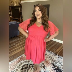 Haptics coral baby doll dress size M w/pockets on the side
